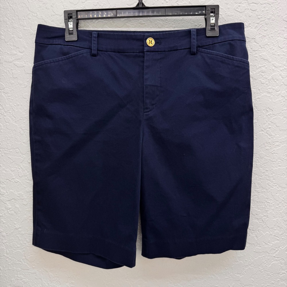 Lauren Ralph Lauren Womens Navy Blue Chino Shorts Size 8 Stretch Cotton Mid Rise